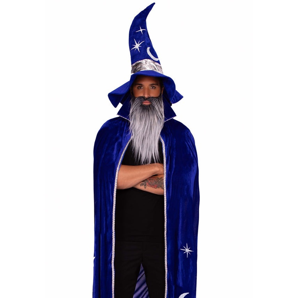 Leg Avenue - 3 PC Wizard Kit, Cape, Hat and Beard Ensemble d'accessoires de costume - Bleu
